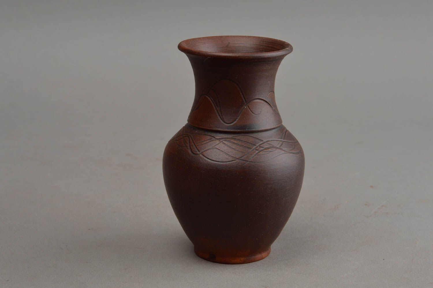 5 inches handmade brown pitcher vase in classic style 0,41 lb photo 7