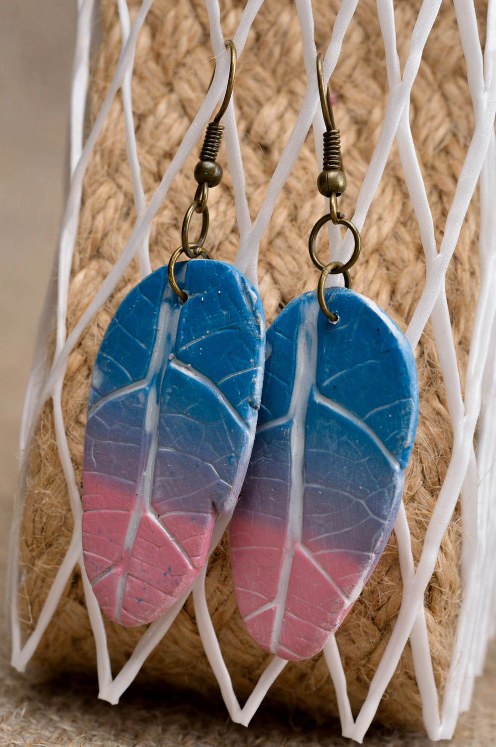 Bunte Blätter Schmuck Ohrringe handmade Polymer Schmuck Accessoire für Frauen foto 1
