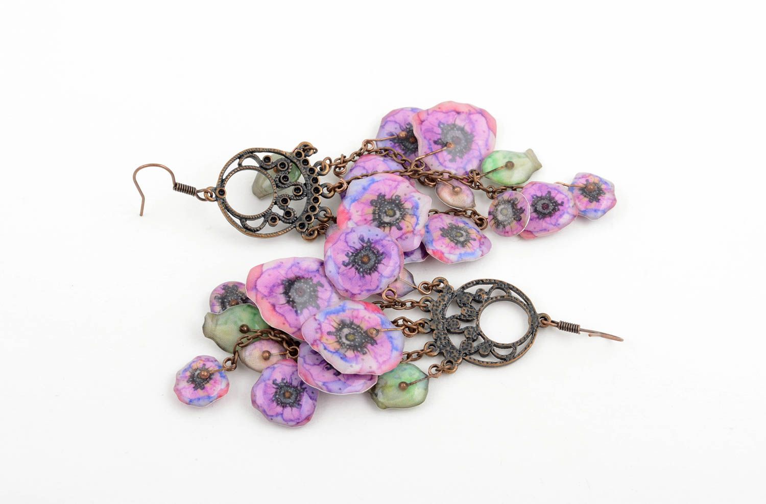 Beautiful long earrings handmade earrings with charms beautiful accessory photo 3