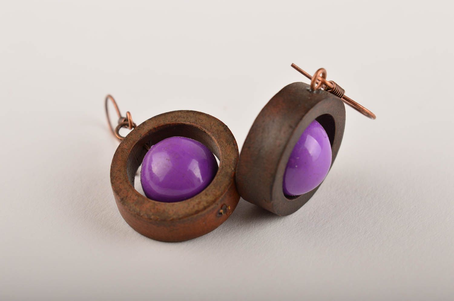 Round earrings homemade ceramic jewelry earrings for women gifts for her photo 4