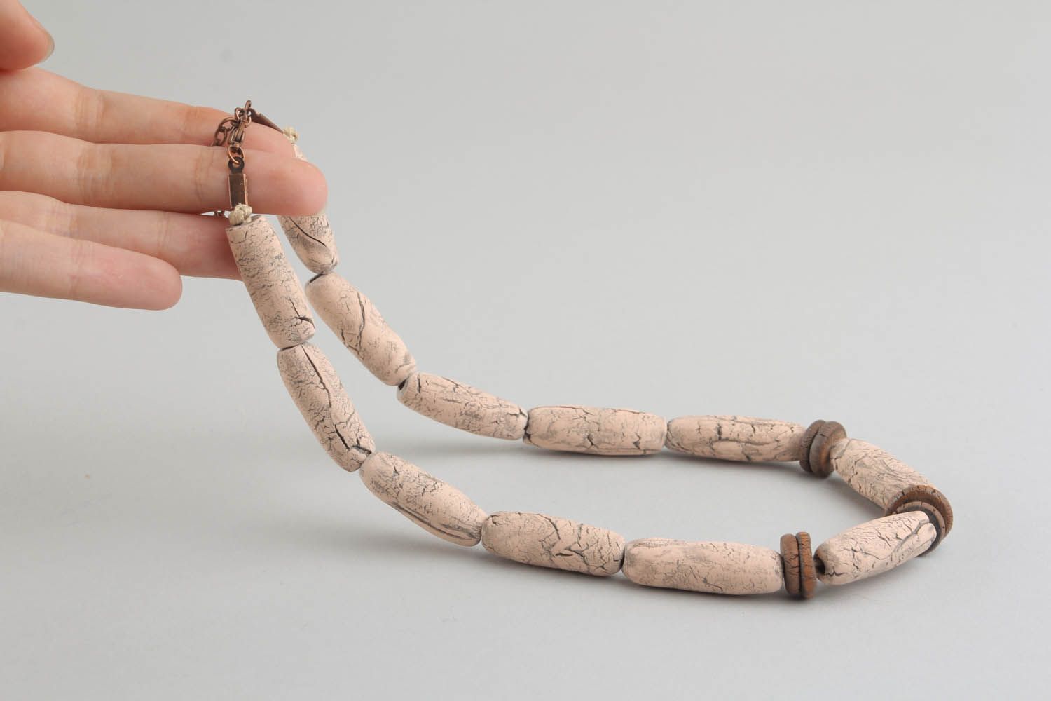 Unusual clay bead necklace photo 1