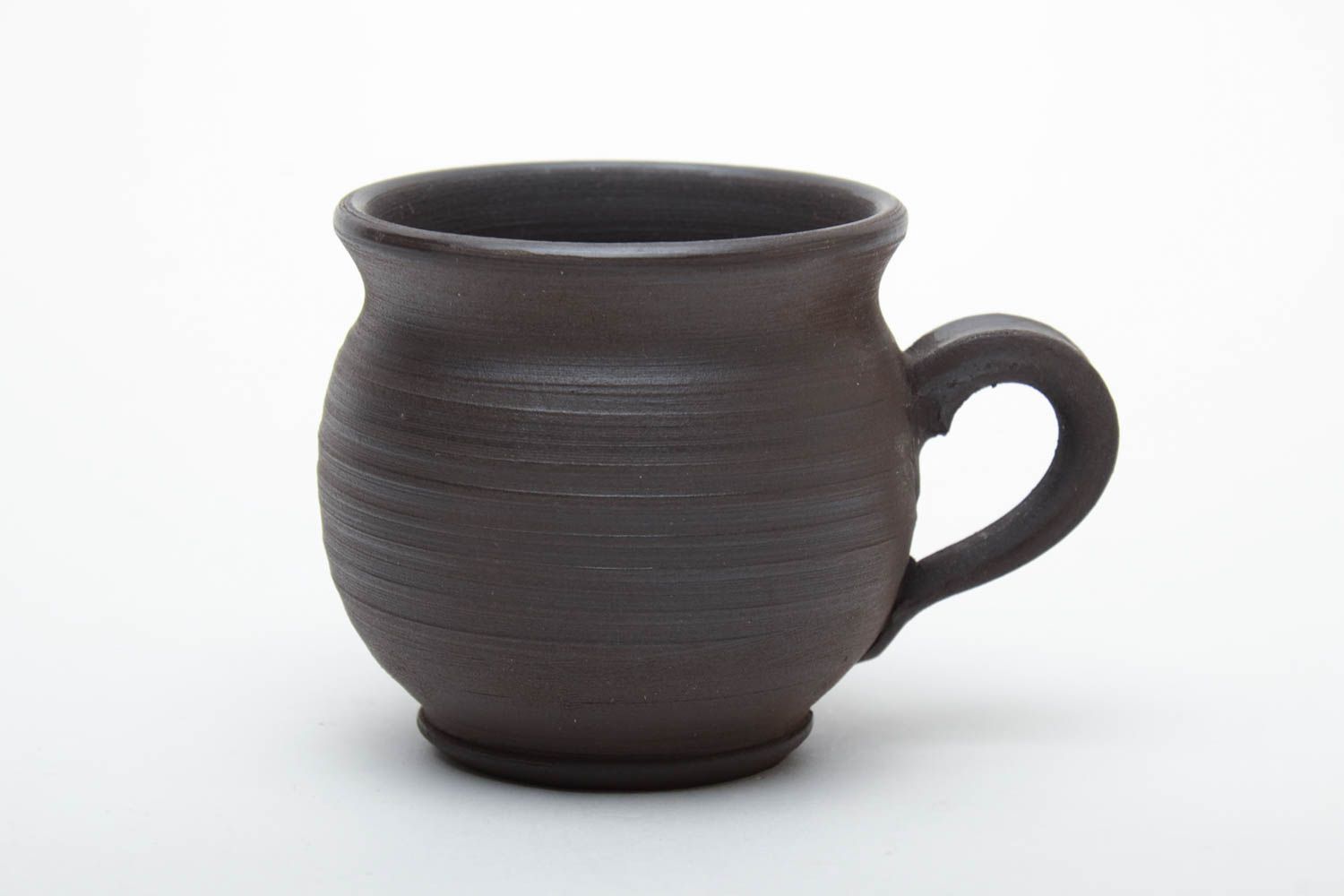 5 oz black clay pot shape coffee drinking cup with handle photo 2