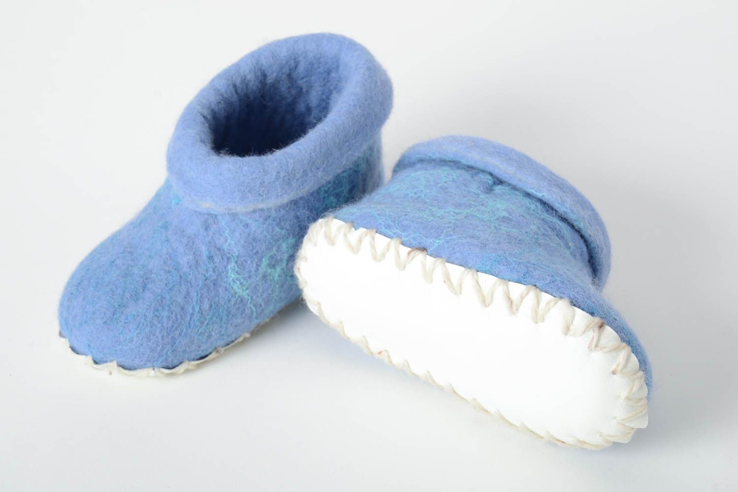 Hausschuhe Wolle handmade warme Hausschuhe Geschenkidee für Kinder in Blau foto 4