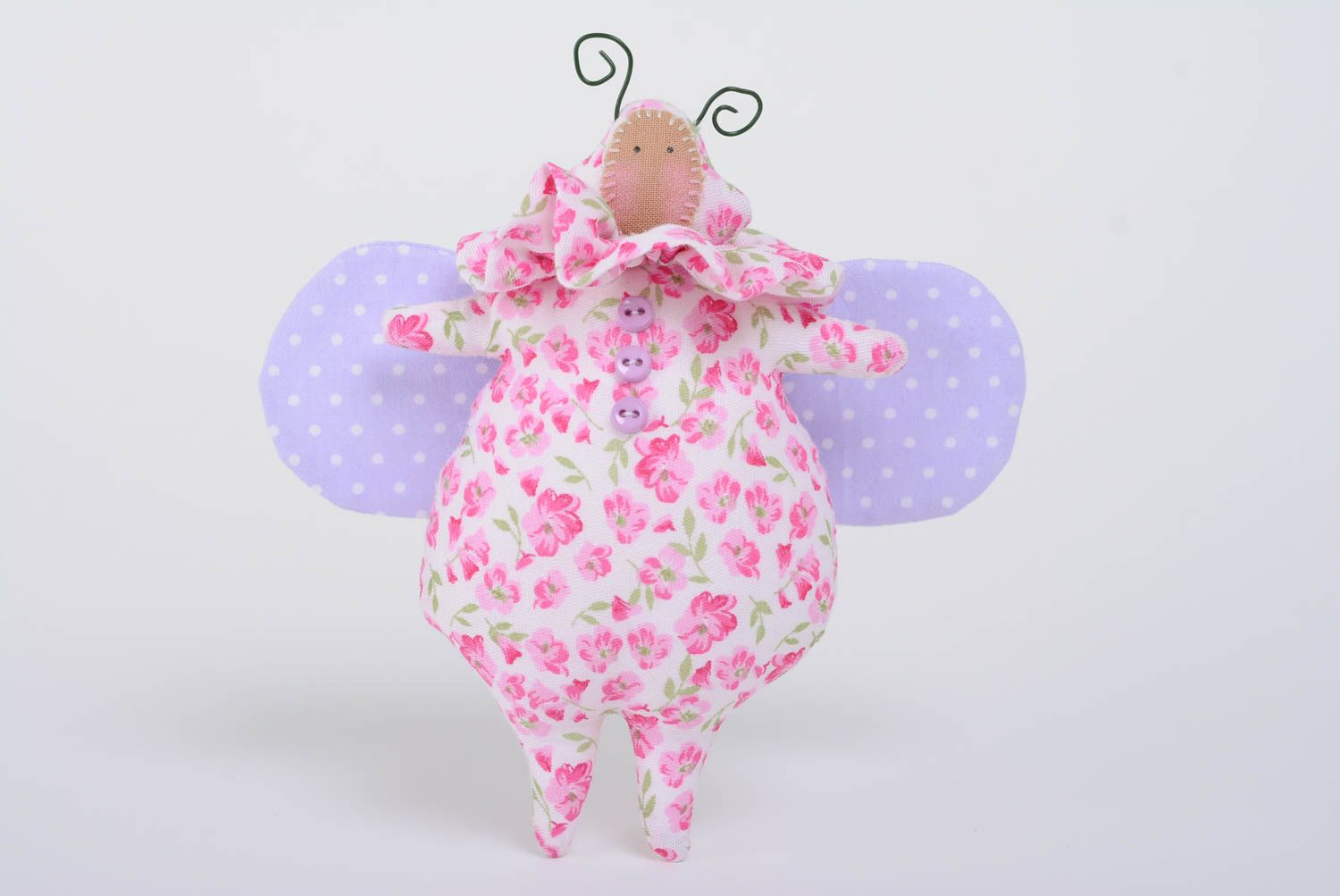 Unusual homemade soft toy sewn of cotton and linen Bug for kids and decor photo 1