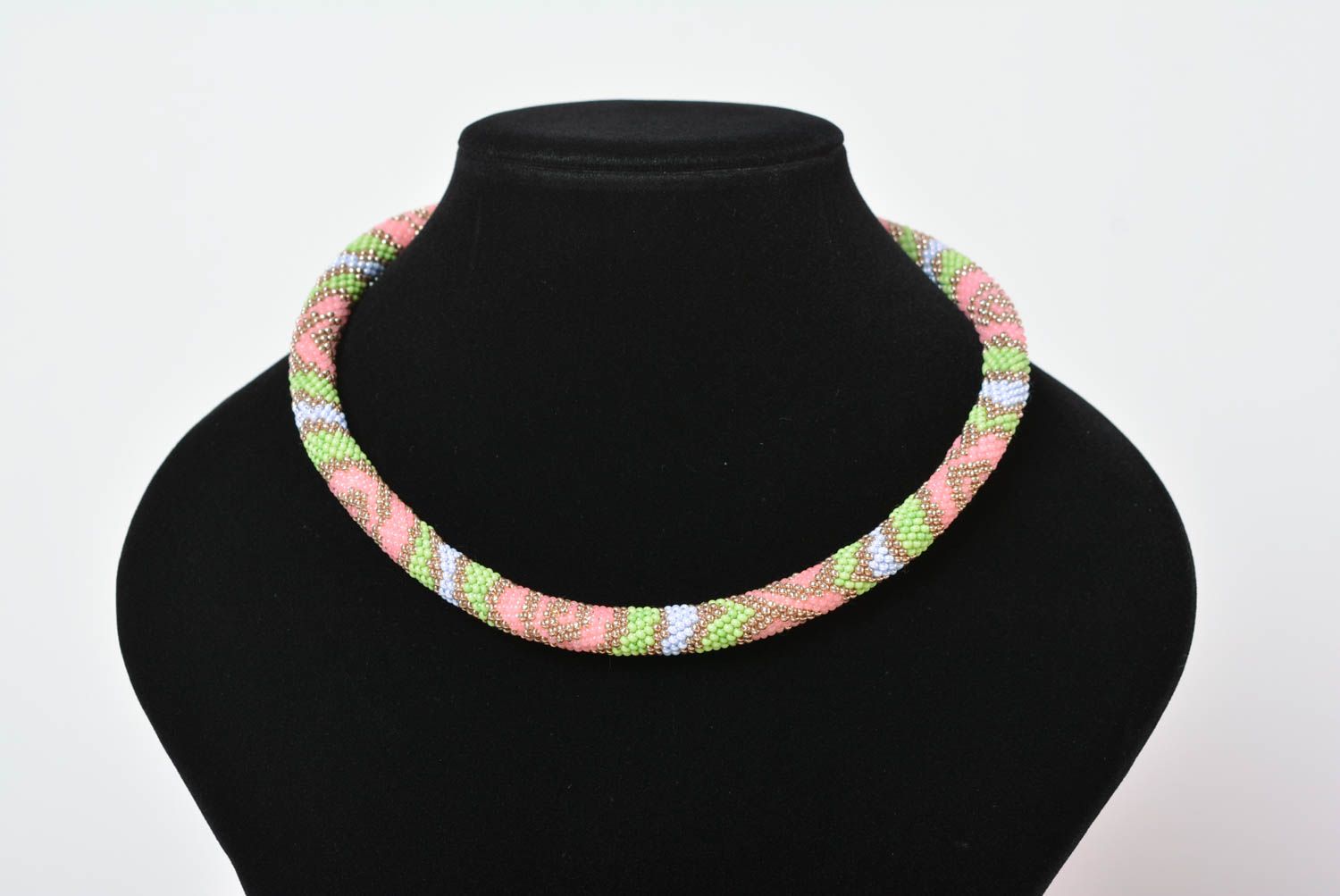 Collier spirale Bijou fait main Cadeau femme perles de rocaille multicolore photo 2