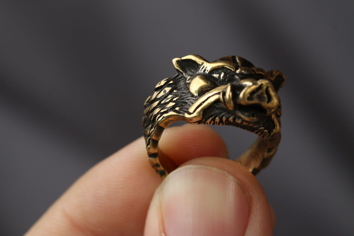Перстень из бронзы Кабан  фото 3