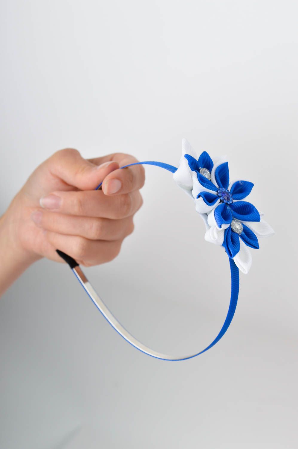 Blumen Haarreif handgefertigt Haar Schmuck Geschenk für Mädchen in Blau foto 2