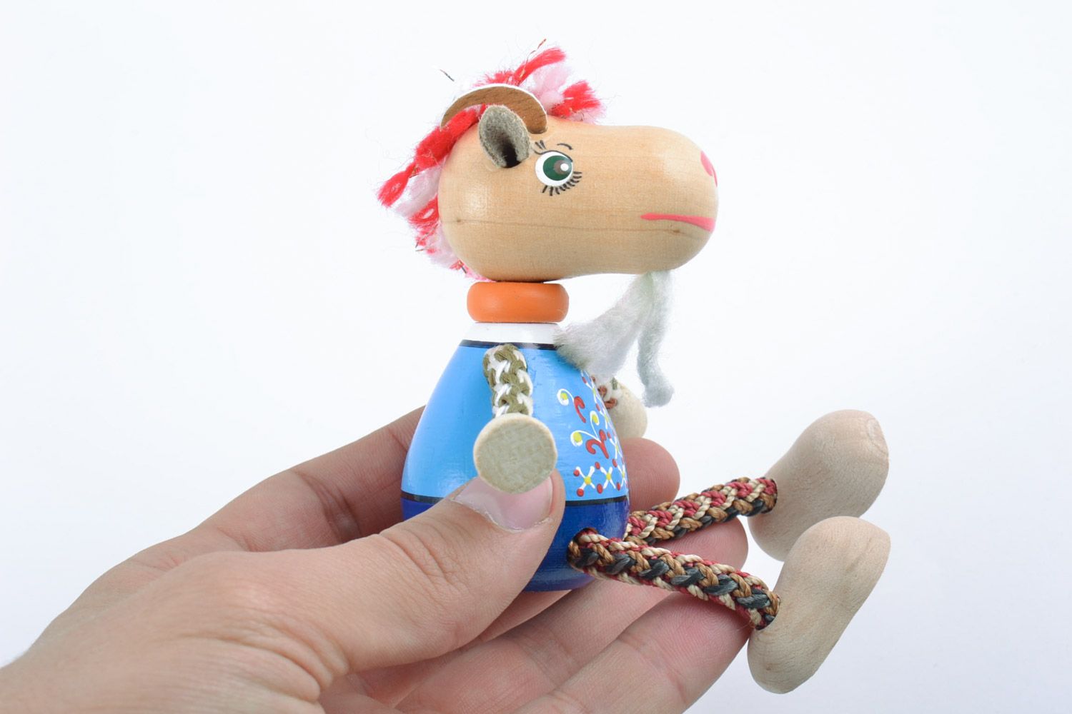 Авторская деревянная эко игрушка из бука с ручной росписью красками Козлик фото 2