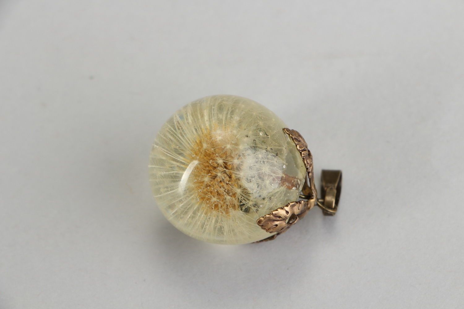 Pendant made of real dandelion photo 1