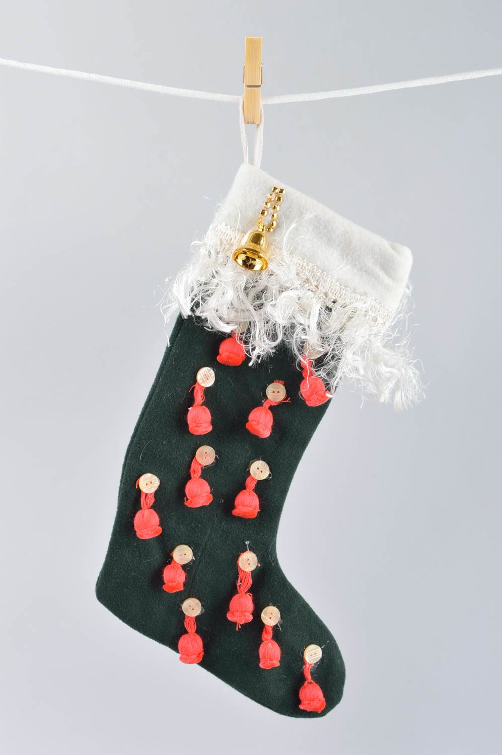 Chaussette Noël faite main Déco Noël design vert foncé Déco à suspendre photo 1