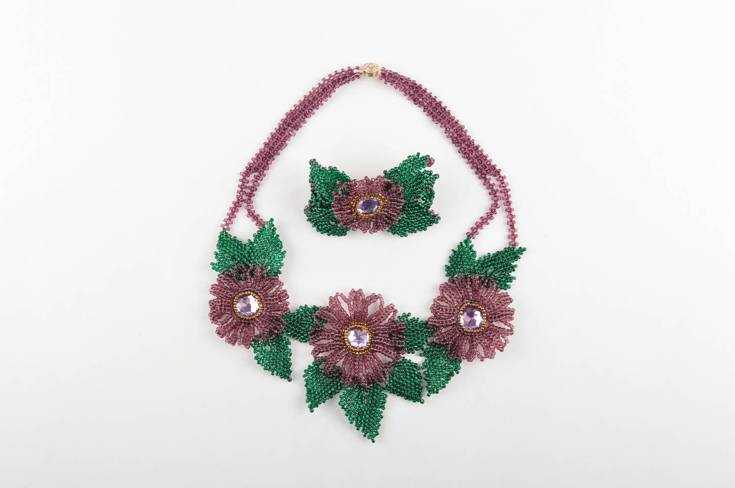 Set fiori fatto a mano di collana e bracciale kit di accessori di perline foto 3