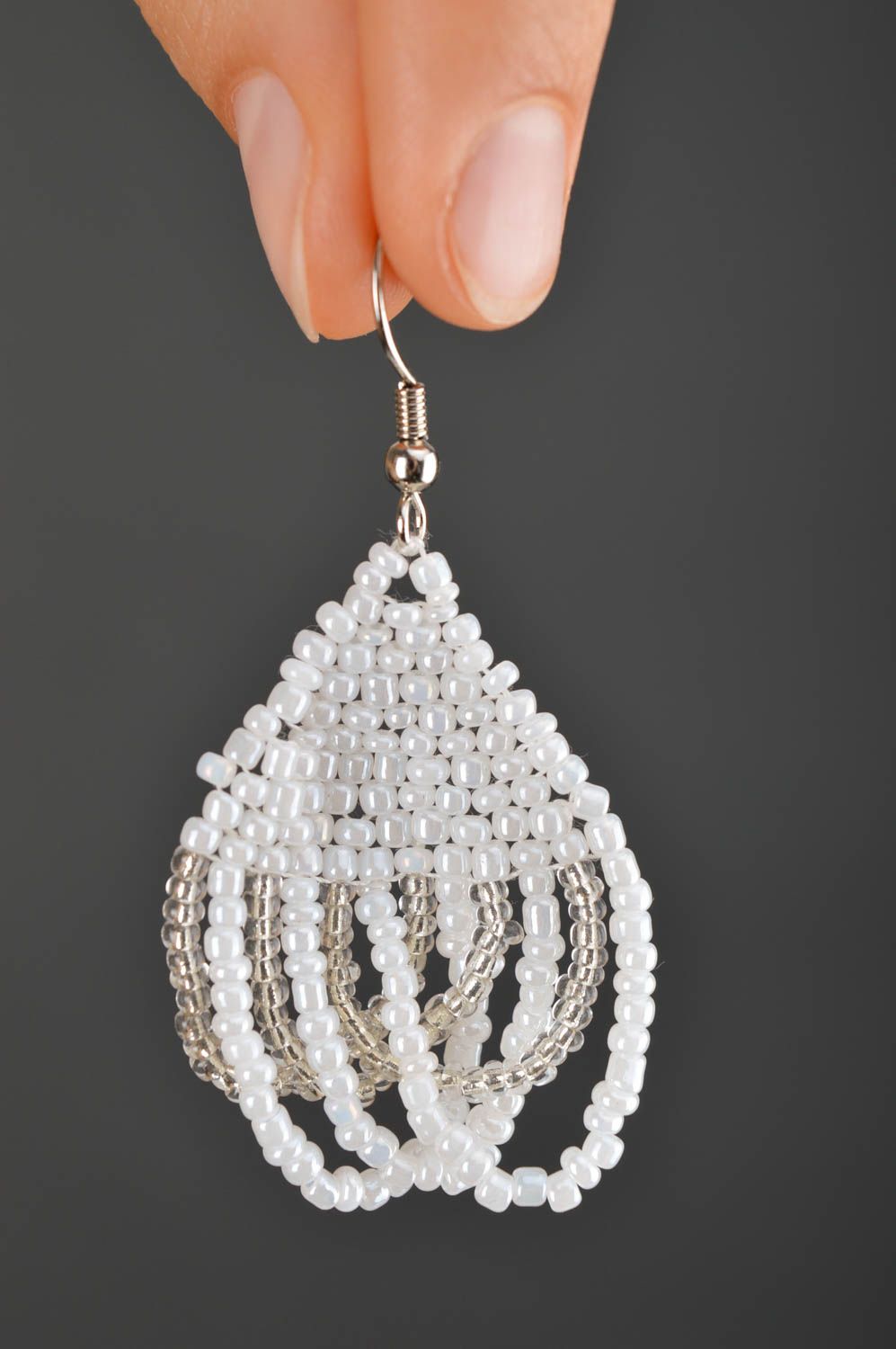Juwelier Modeschmuck Handmade Ohrringe lange weiße schöne Geschenk für Frauen foto 5