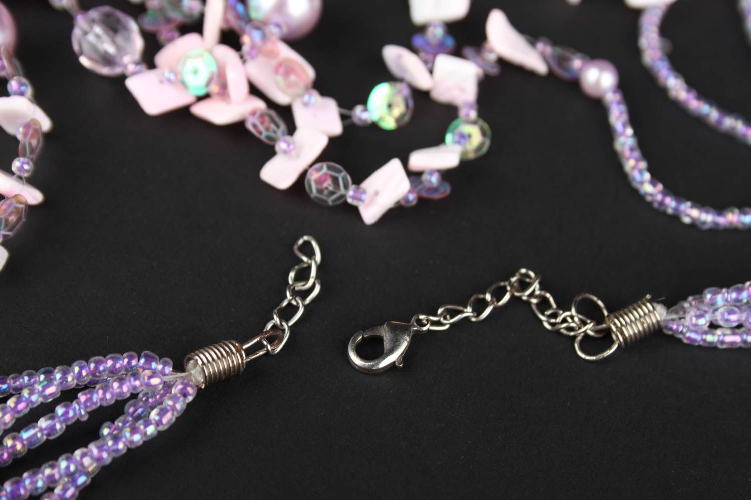 Collier multirang Bijou fait main violet en perles de rocaille Accessoire femme photo 3
