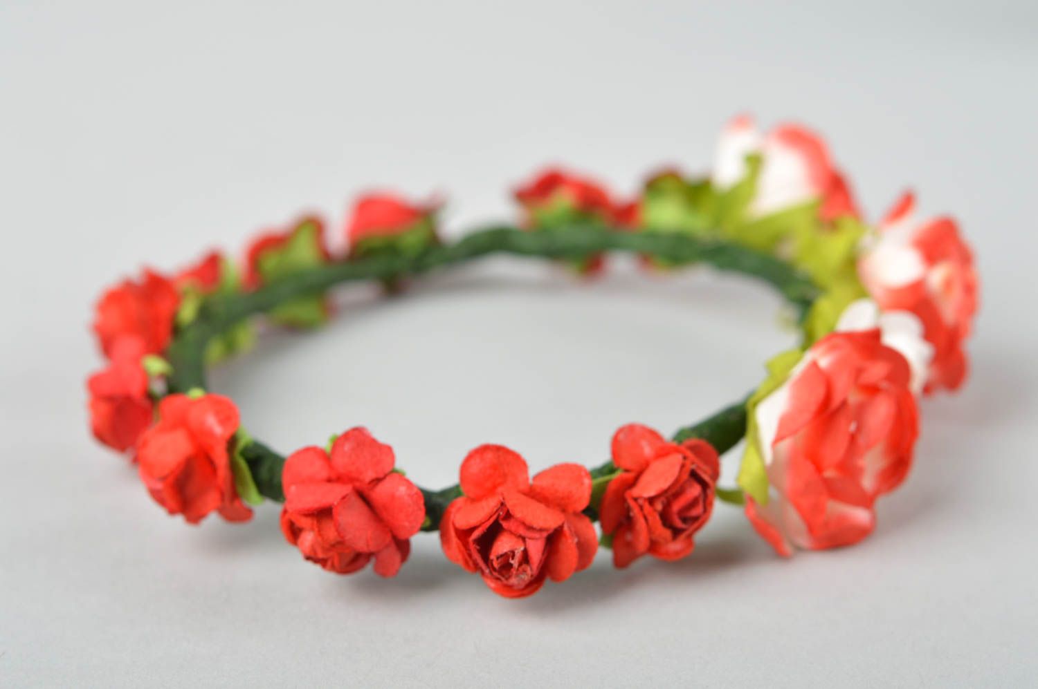Bracelet fleurs fait main Bracelet textile design Accessoire femme Roses photo 2