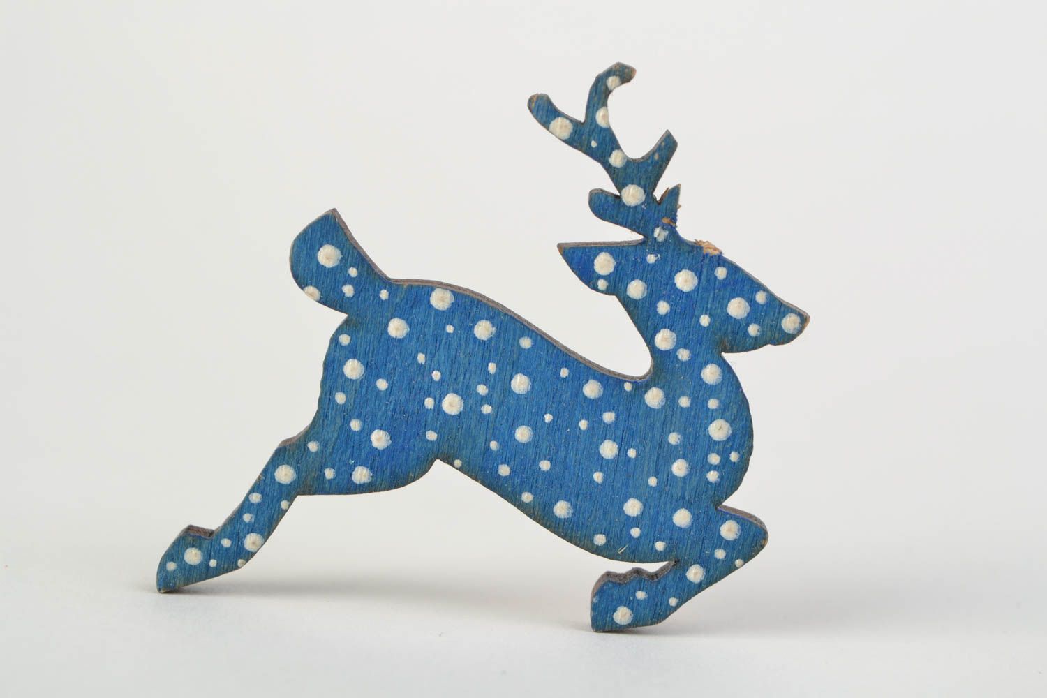 Handmade stylish brooch made of wood and painted with acrylics Reindeer photo 1