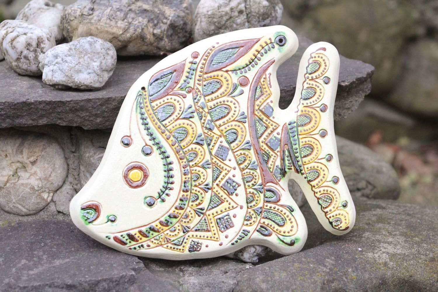 Ceramic wall pendant in the shape of a fish photo 1