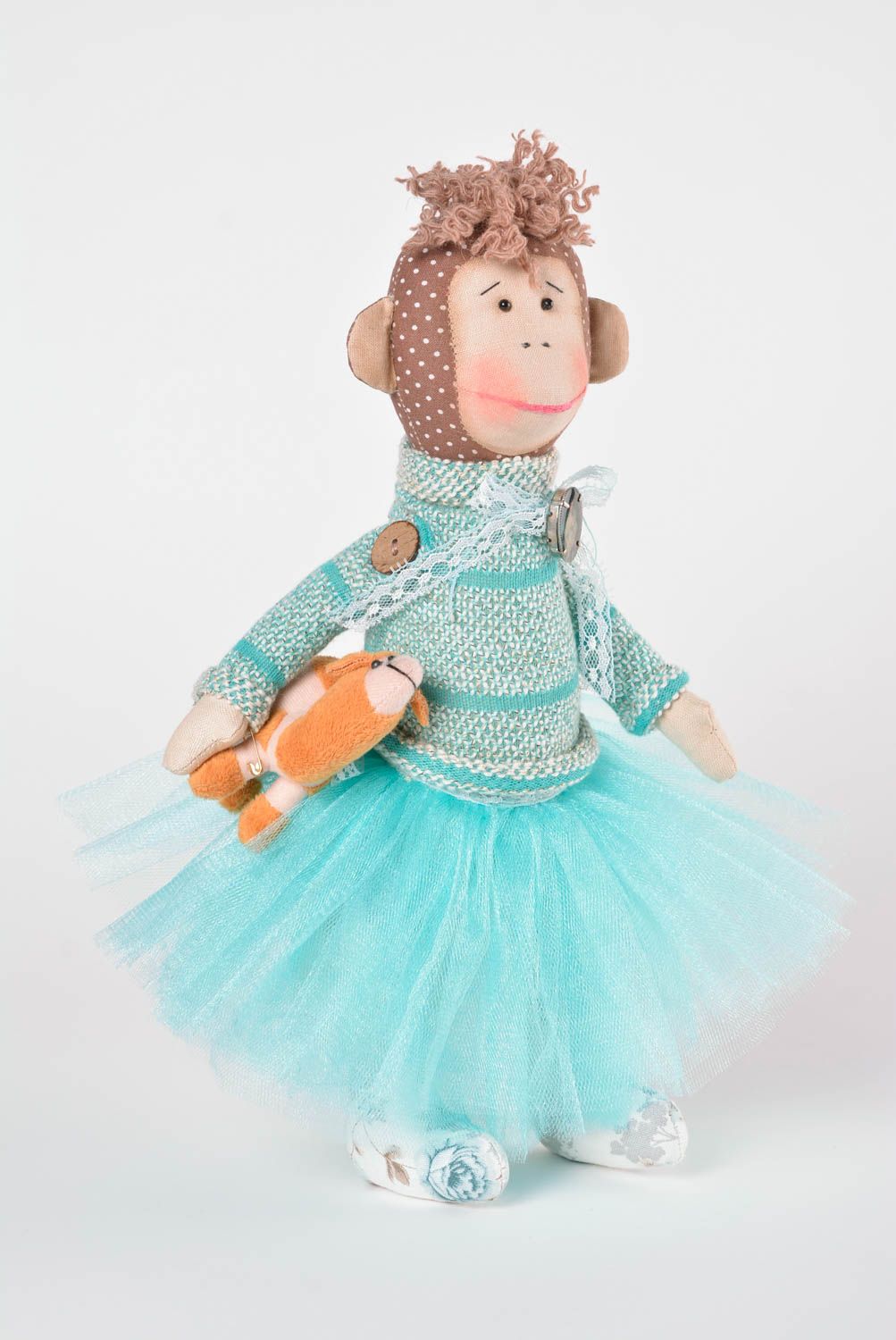 Mono de peluche hecho a mano juguete de tela regalo original elemento decorativo foto 1