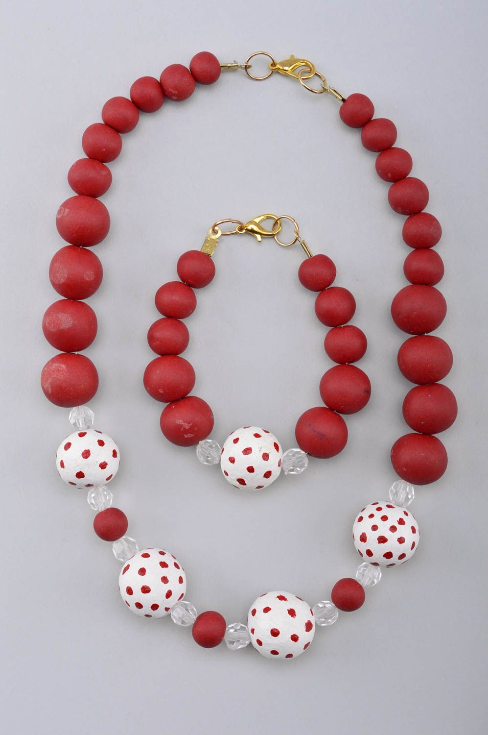Set of handmade jewelry plastic jewelry polymer clay necklace and bracelet photo 2