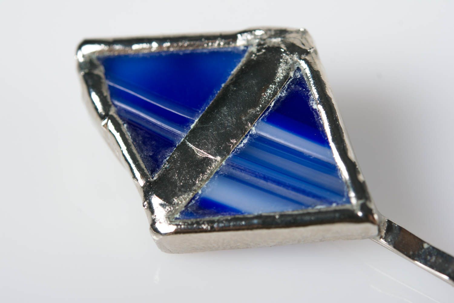 Handmade designer decorative metal hair pin with blue glass festive beautiful photo 2