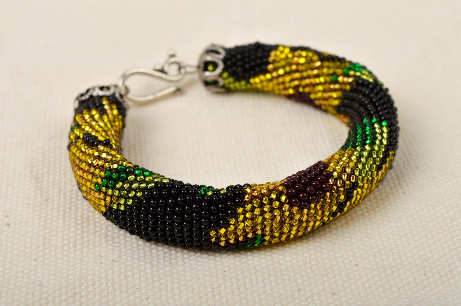 Handmade beaded cord bracelet unusual stylish jewelry designer wrist bracelet photo 1