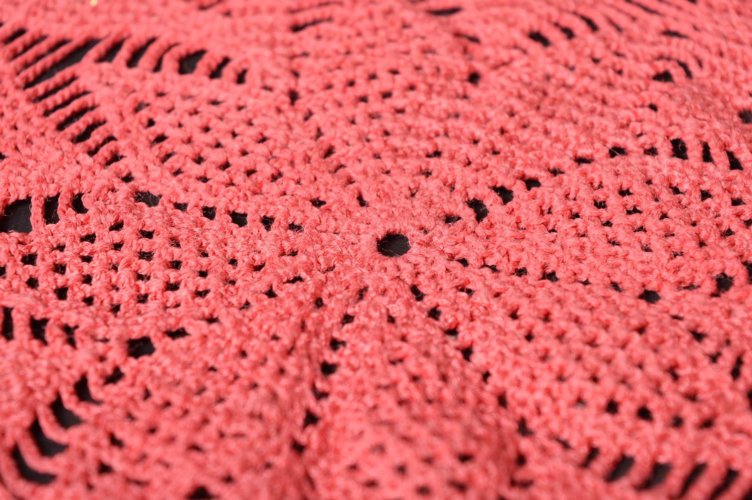 Napperon ovale fait main Déco cuisine tricoté en coton rose ajouré Cadeau femme photo 3