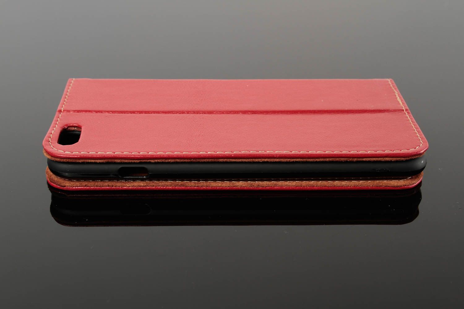 Housse smartphone cuir rouge faite main Étui téléphone portable Cadeau femme photo 3