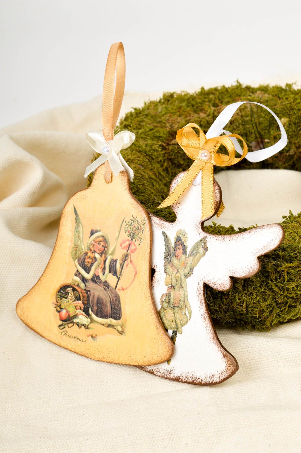 Designer Christmas angel handmade dell with decoupage decorative use only photo 1