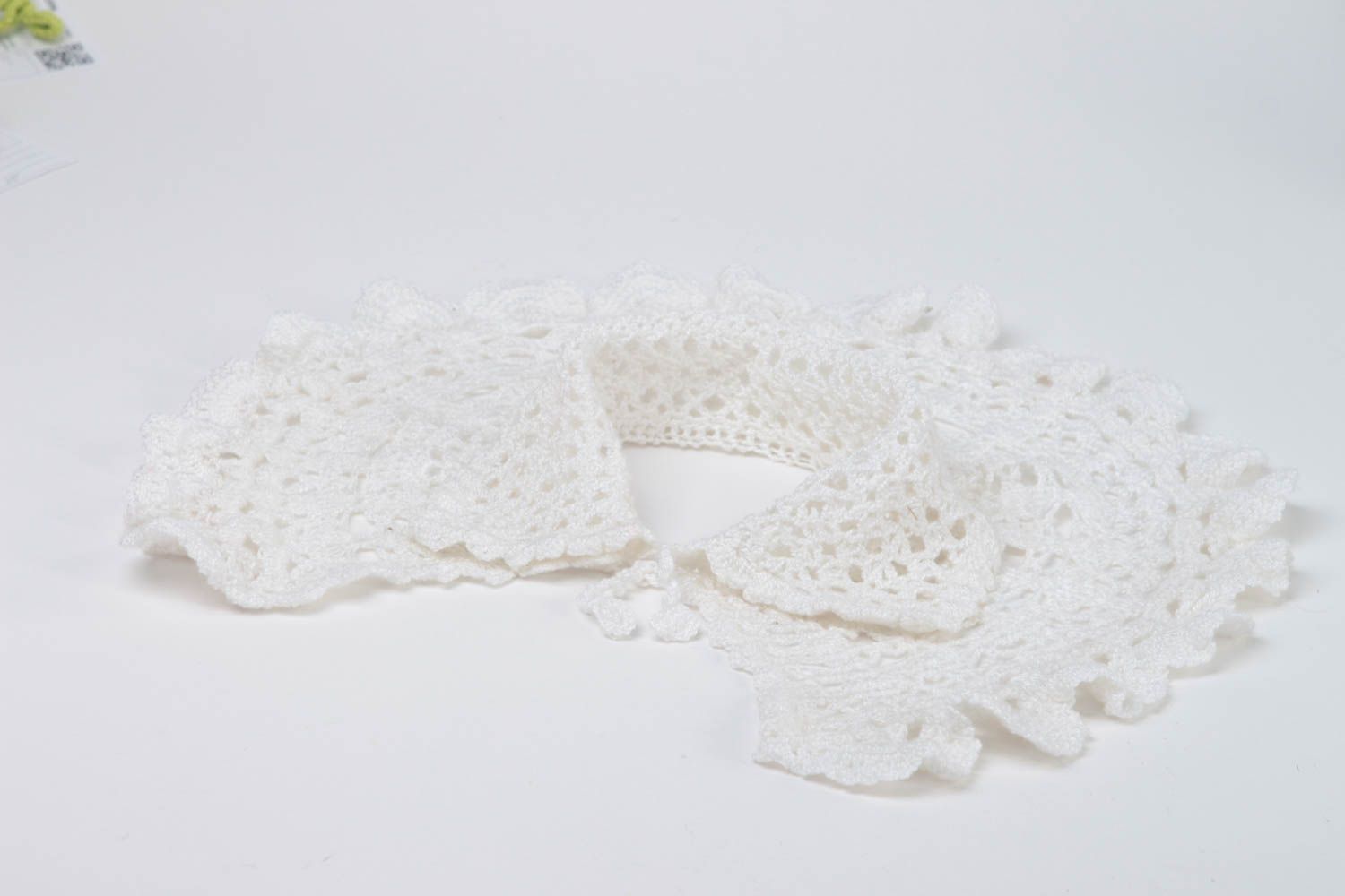 Col tricoté fait main Accessoires tricot blanc ajouré au crochet Cadeau femme photo 4