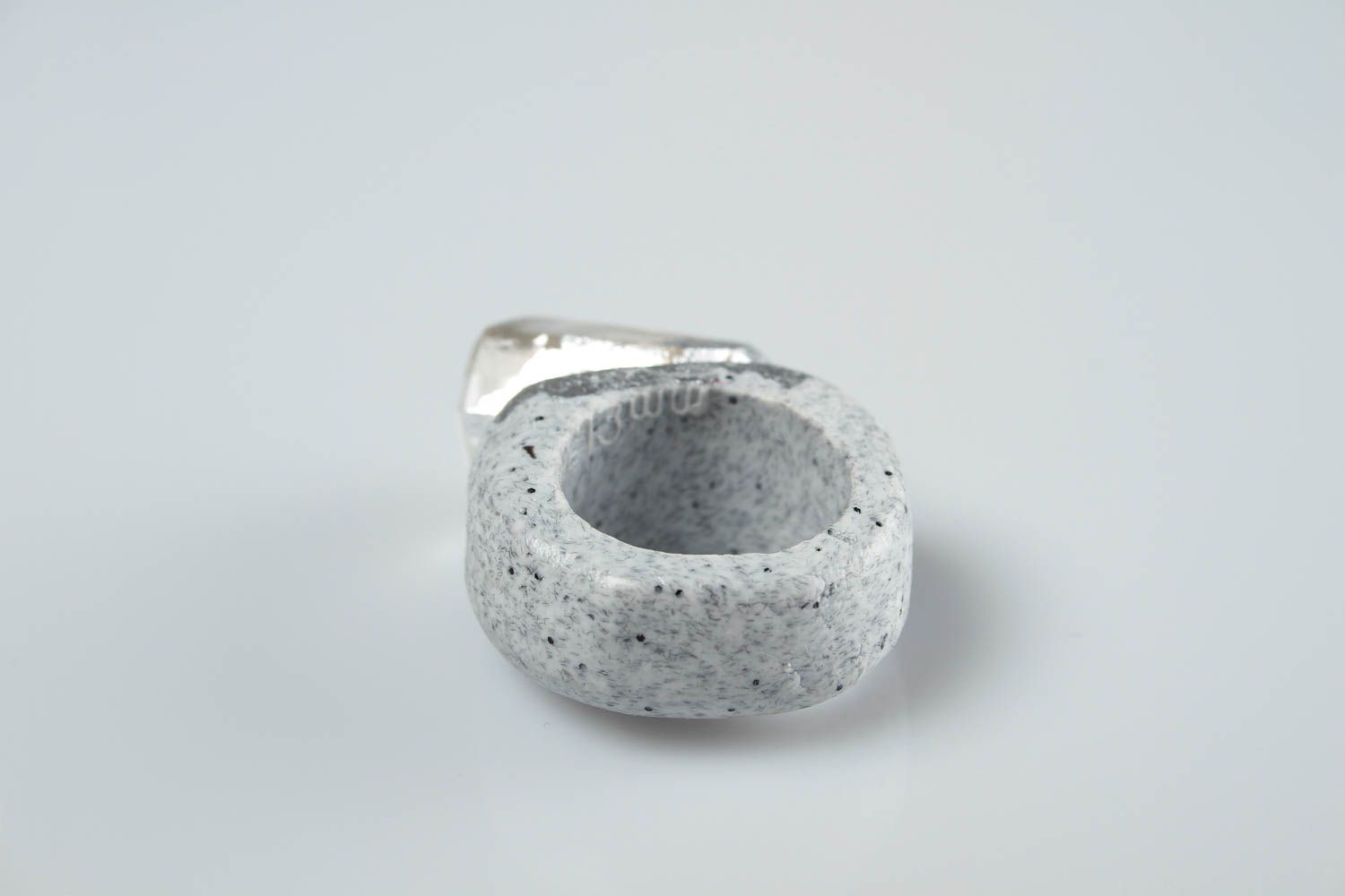 Кольцо ручной работы украшение из полимерной глины украшение кольцо с камнем фото 4