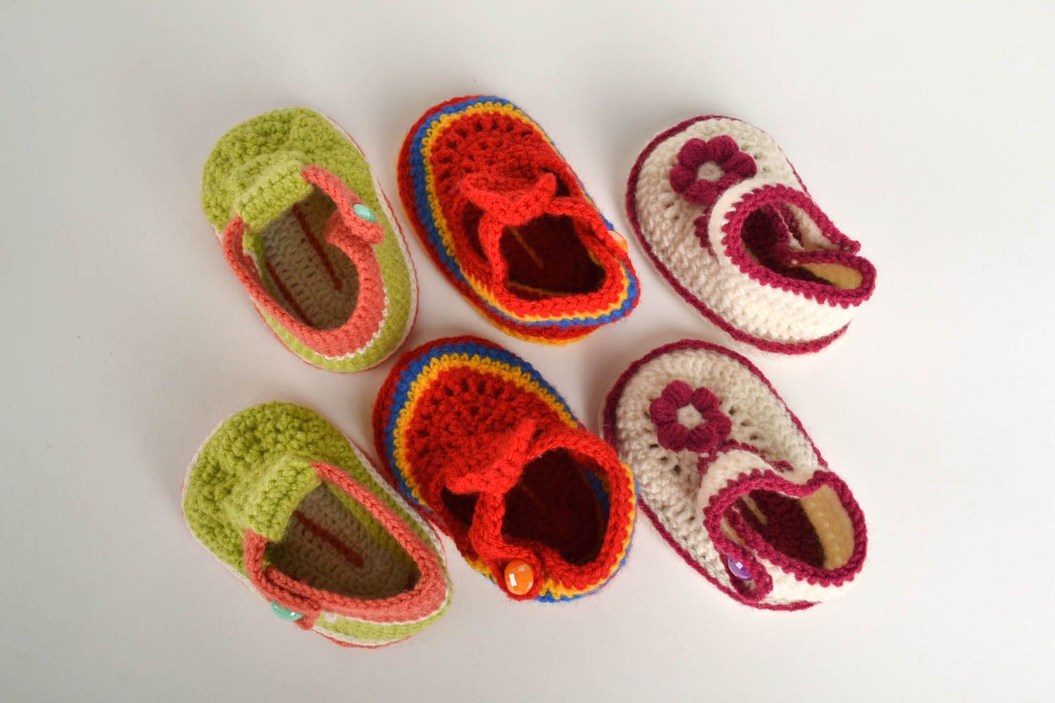 Chaussons tricot fait main Nu-pieds enfant Chaussures bébé fille 3 paires design photo 5