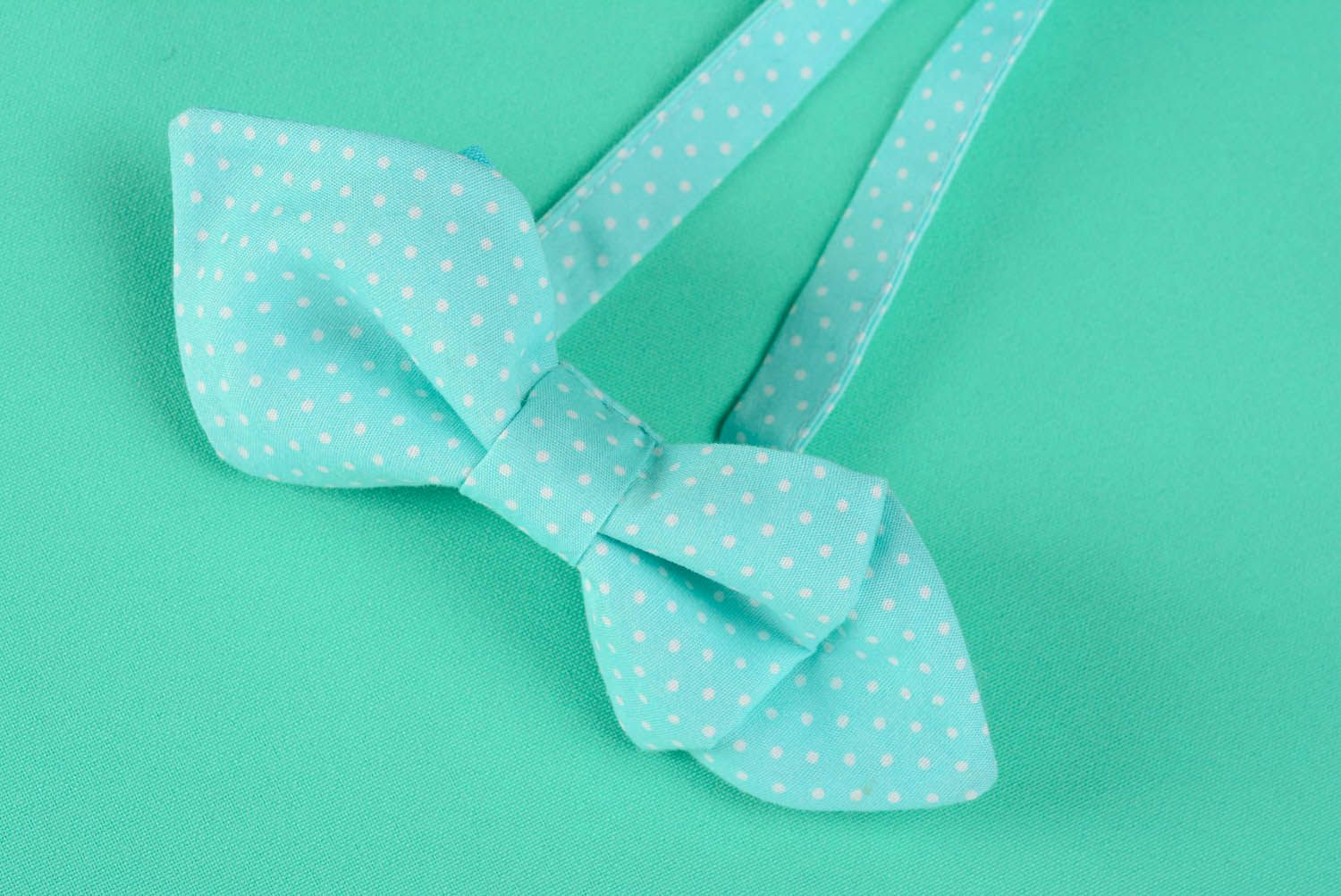Mint bow tie with dots  photo 3