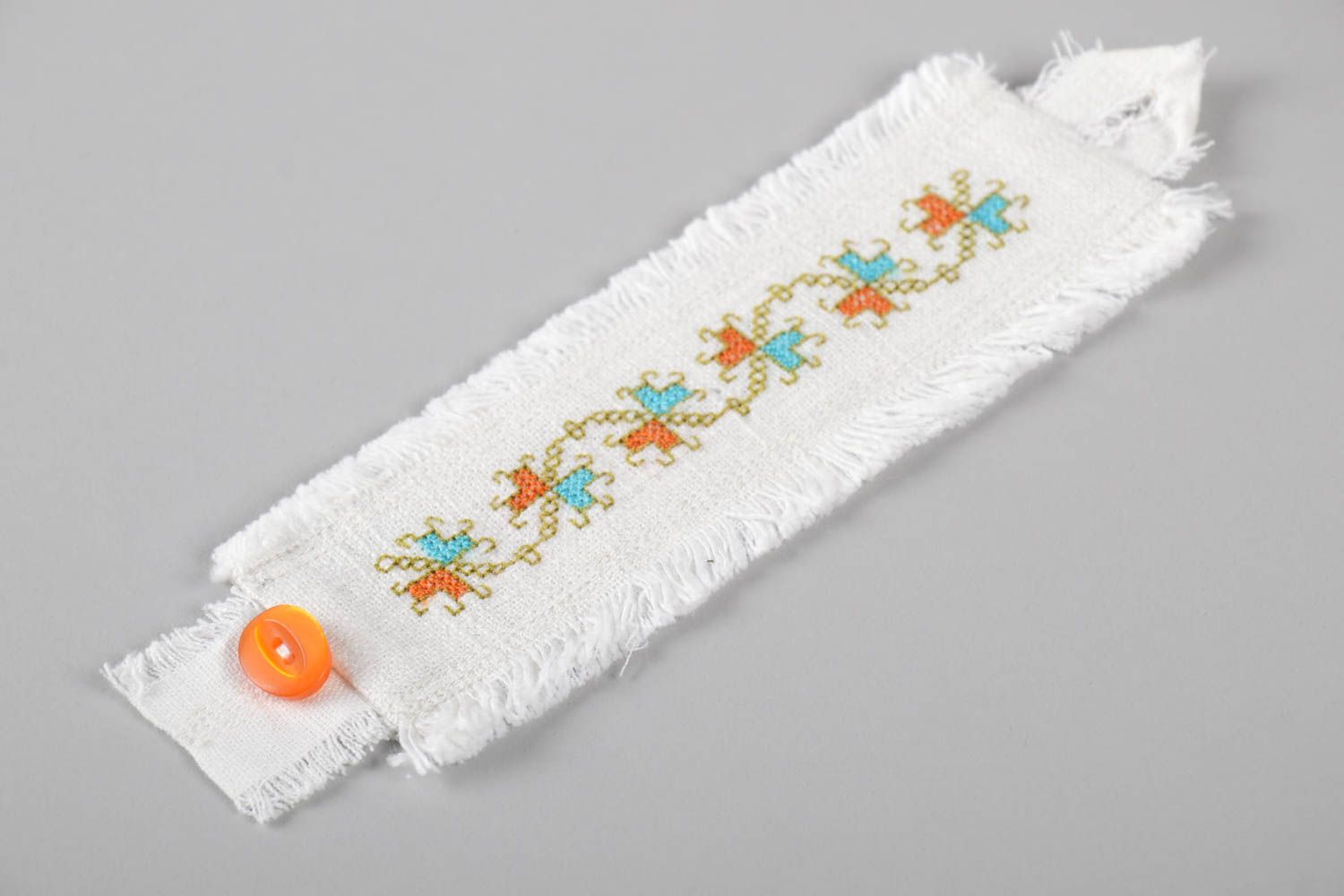 Handmade bracelet with embroidery wide bracelet in ethnic style designer jewelry photo 2