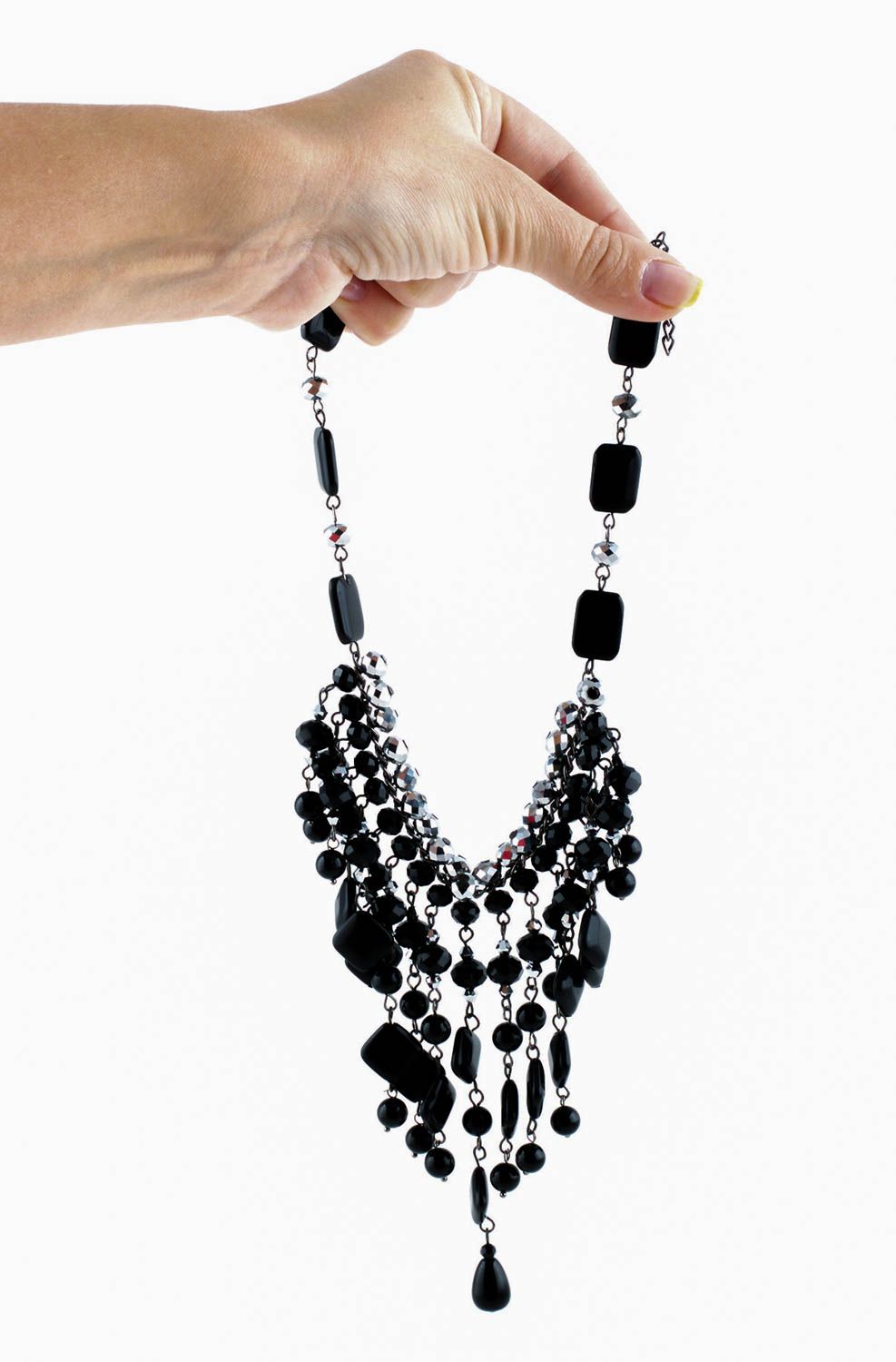Collier cristal de roche Accessoire fait main noir élégant Cadeau pour femme photo 1