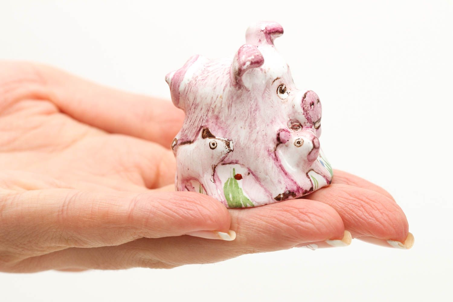 Handmade Deko Keramik Figur kleiner Fingerhut Nähen Zubehör Schwein hübsch foto 5