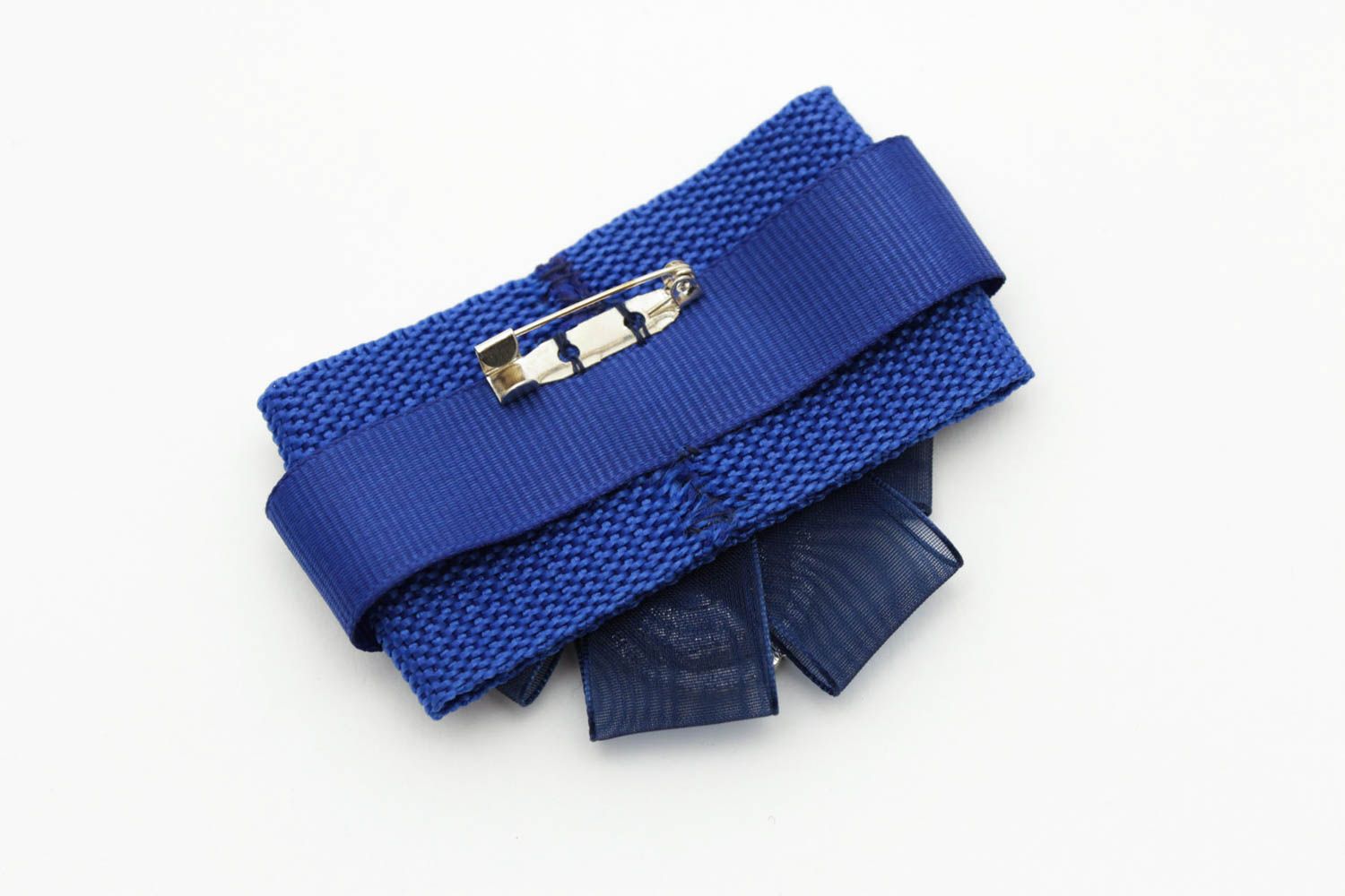 Broche bleue textile faite main Accessoire femme avec cristal Cadeau femme photo 5