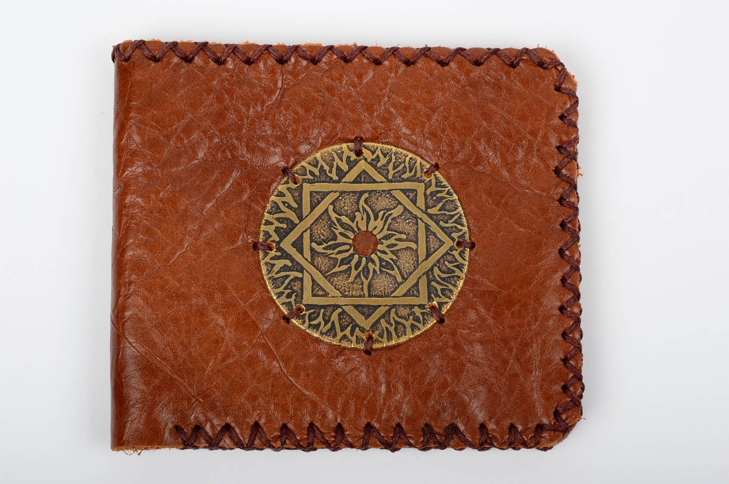 Portefeuille en cuir fait main Maroquinerie Cadeau original élément en métal photo 1