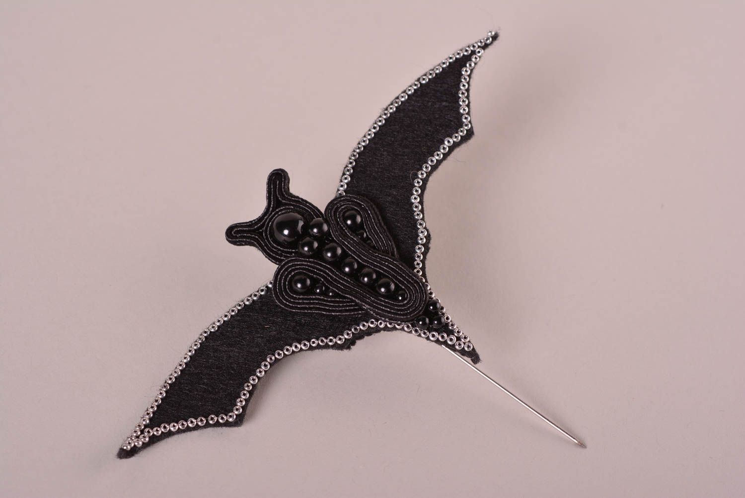 Handmade brooch soutache brooch black bat brooch women accessories girls gift    photo 1