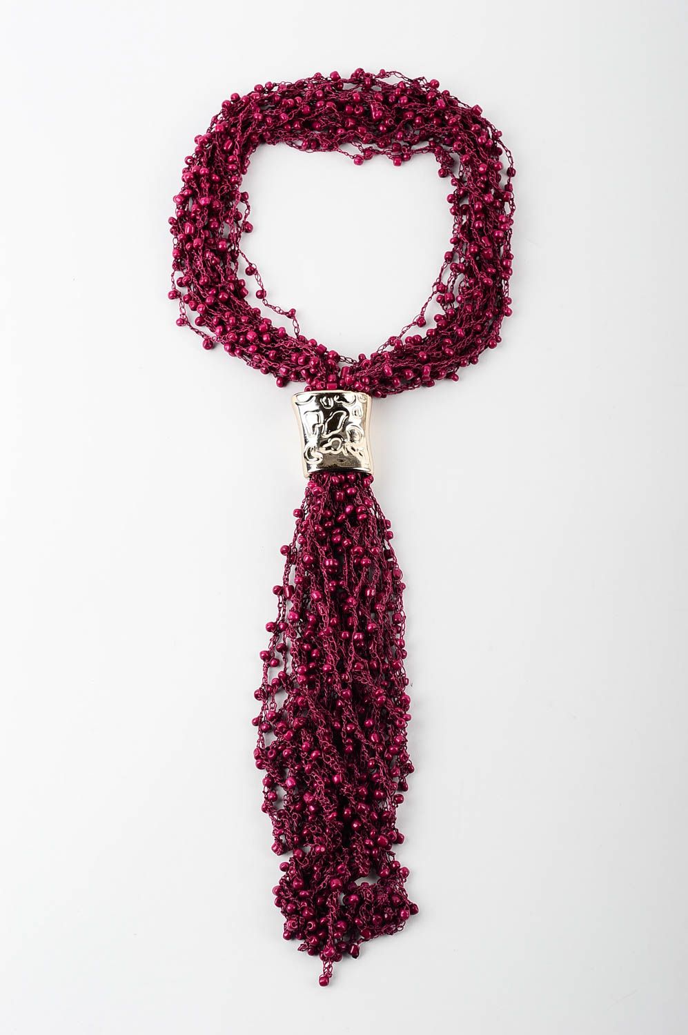 Колье из бисера украшение ручной работы ожерелье из бисера и ниток фиолетовое фото 2