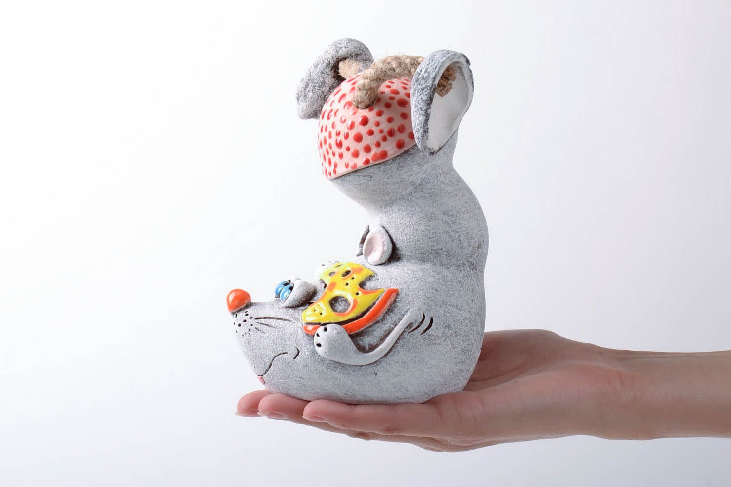 Handmade clay money-box Mouse photo 5