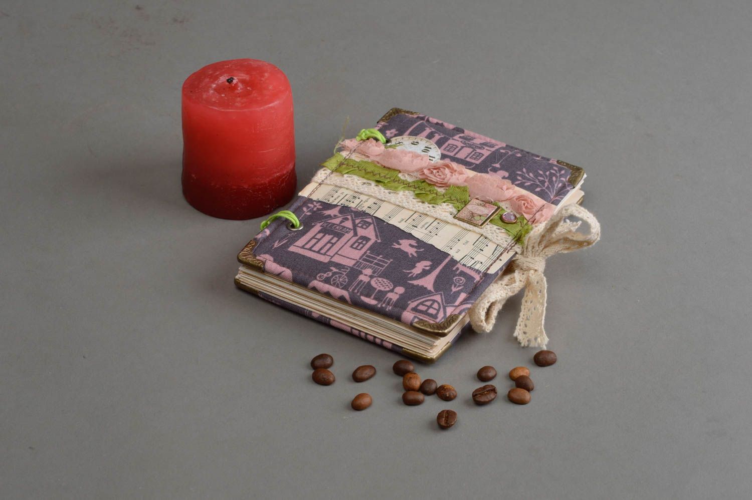 Carnet de notes violet Journal intime en tissu Cadeau femme style vintage photo 1