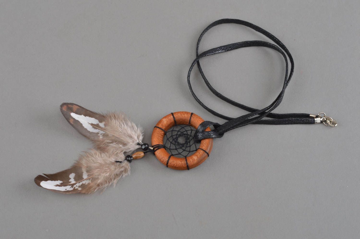 Handmade beautiful designer Dreamcather with brown feather of pheasant photo 4