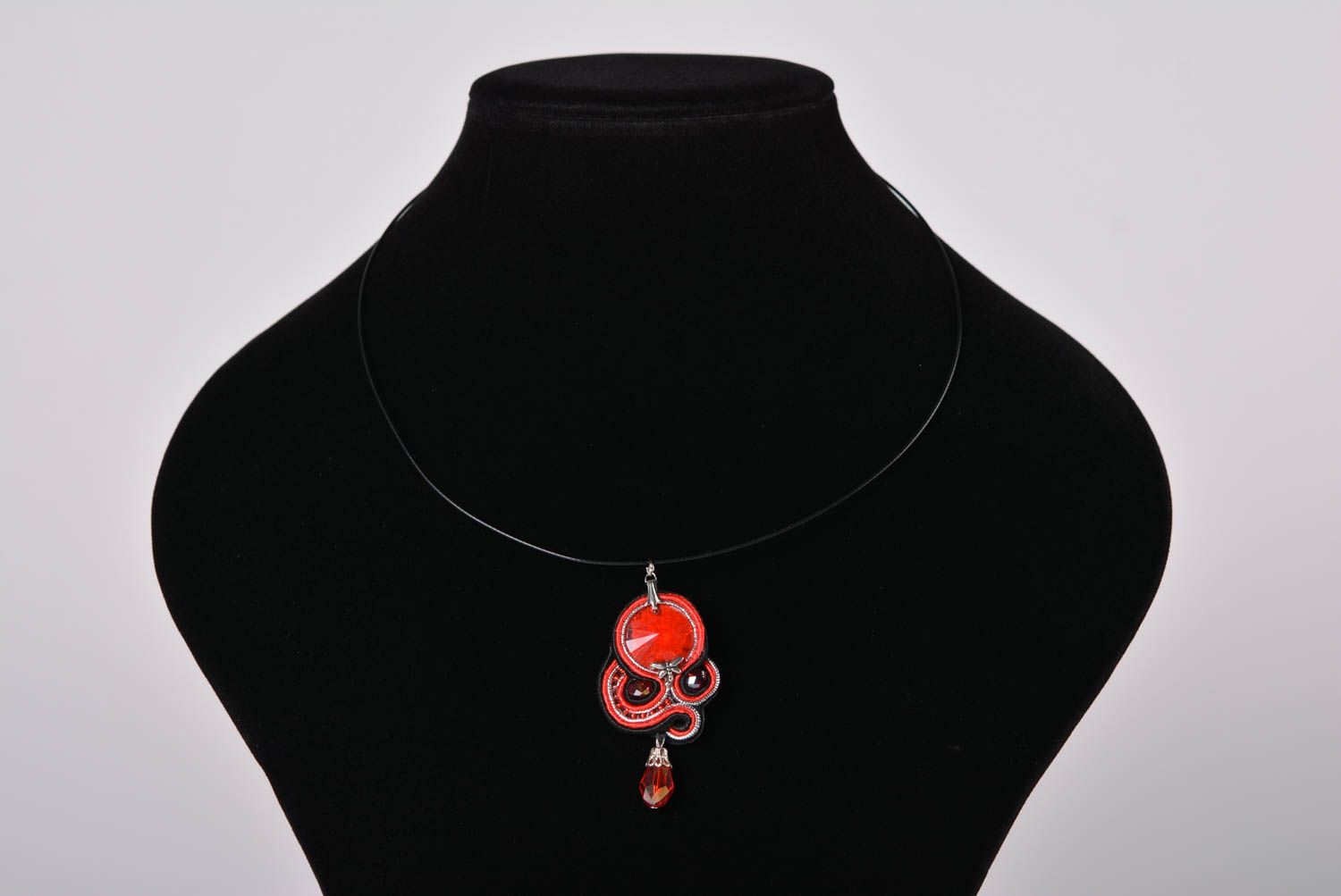 Beautiful handmade soutache pendant beaded pendant accessories for girls photo 3