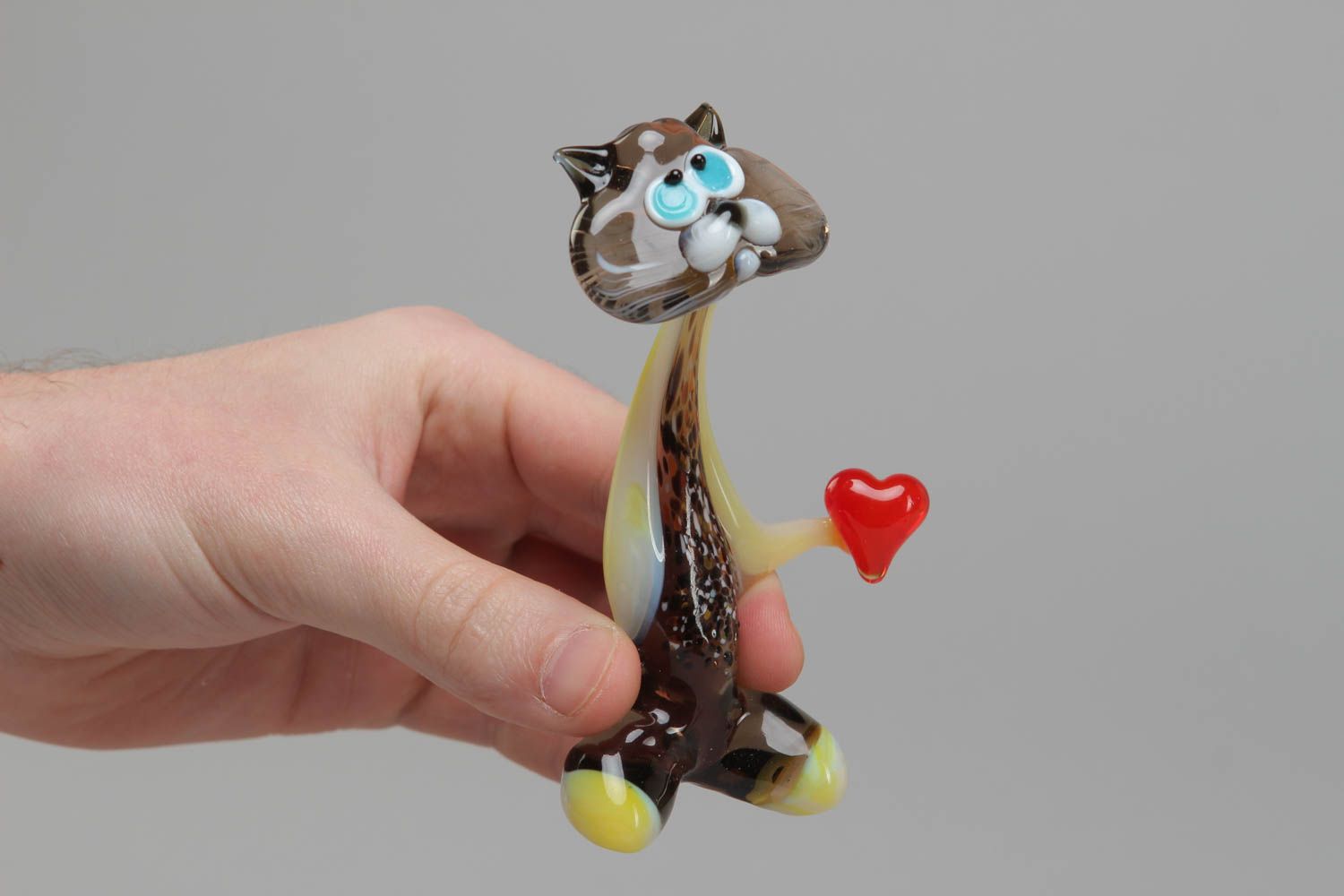 Figurine miniature en verre lampwork de créateur en forme de chat faite main photo 4