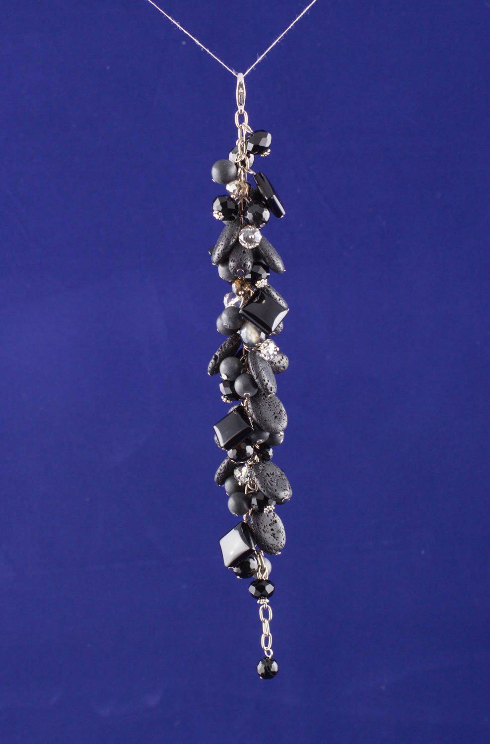 Bracelet en pierres agate noir Bijou fait main quartz shungite Accessoire femme photo 2