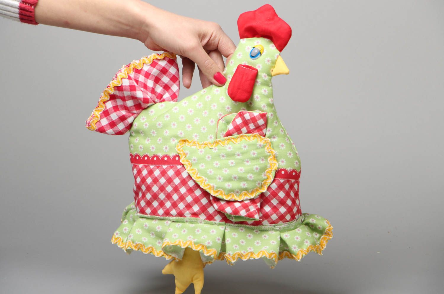 Handmade decorative soft colorful fabric teapot cozy Chicken  photo 4