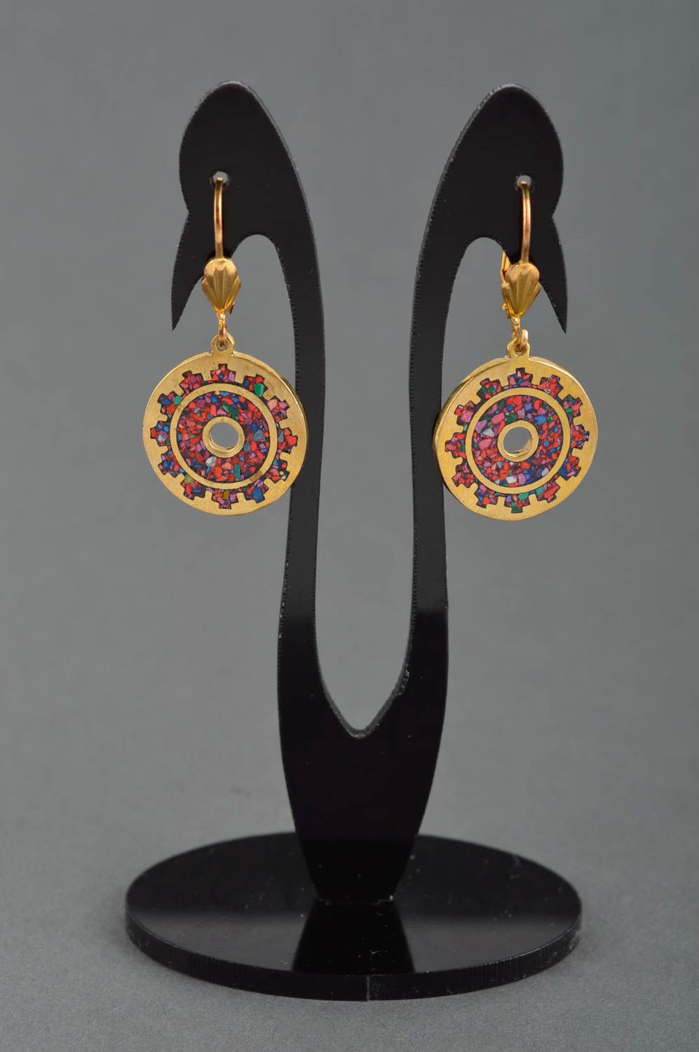 Handmade designer earrings with natural stones brass earrings fashion bijouterie photo 1