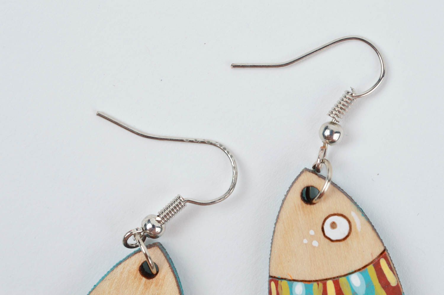 Handmade Fisch Ohrringe Accessoires für Frauen Ohrringe aus Holz groß  foto 3