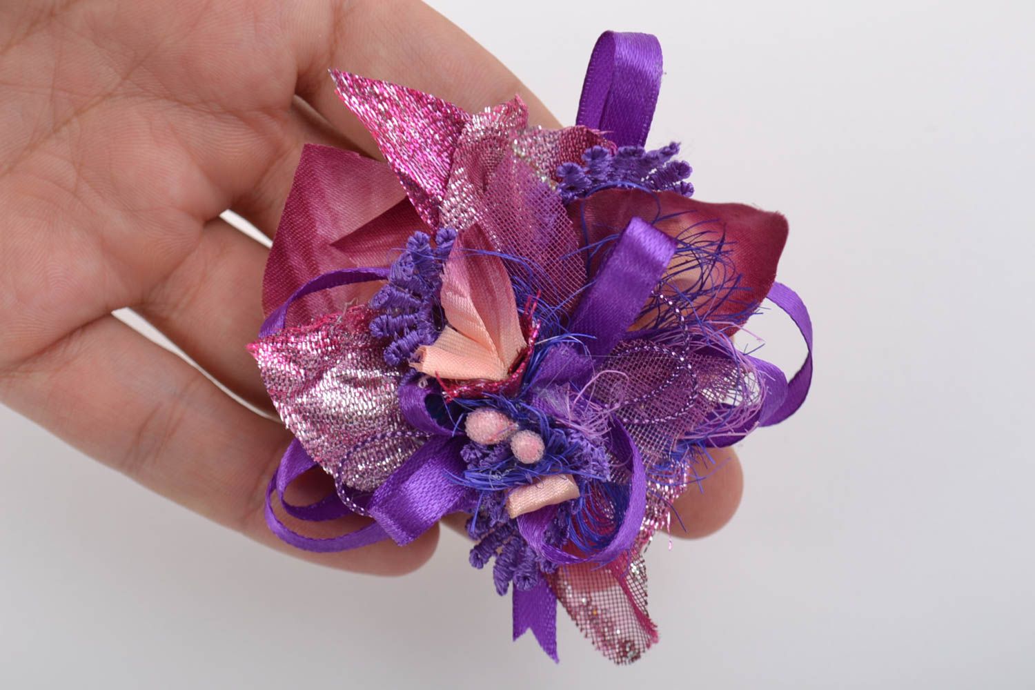 Handmade blank for jewelry with flowers beautiful purple designer hairpin photo 2