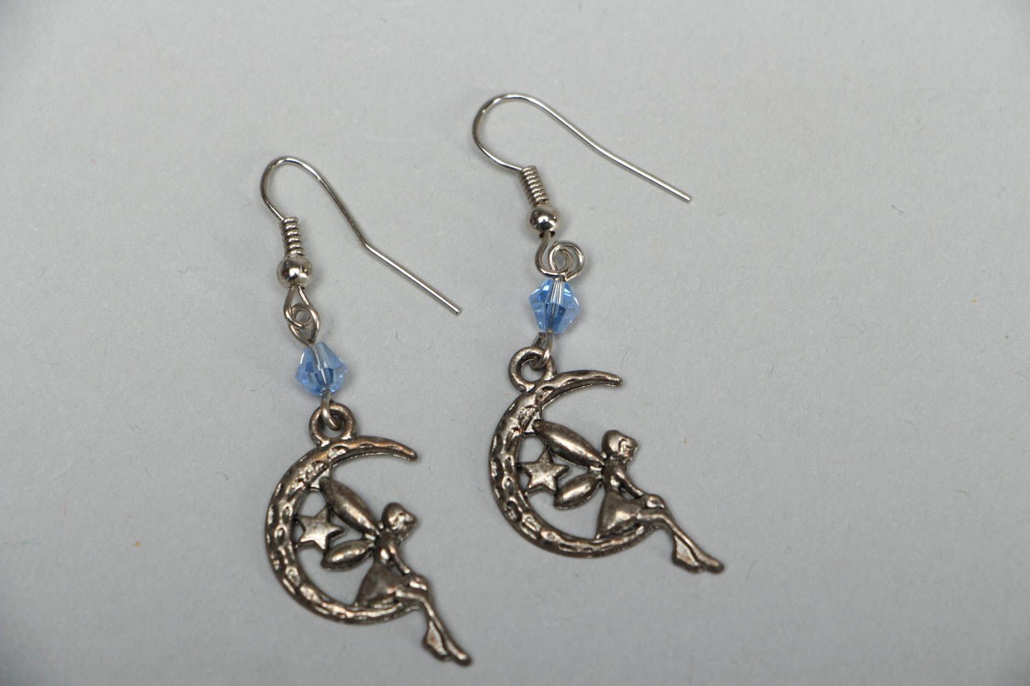 Metal earrings with beads Night Fairy photo 1