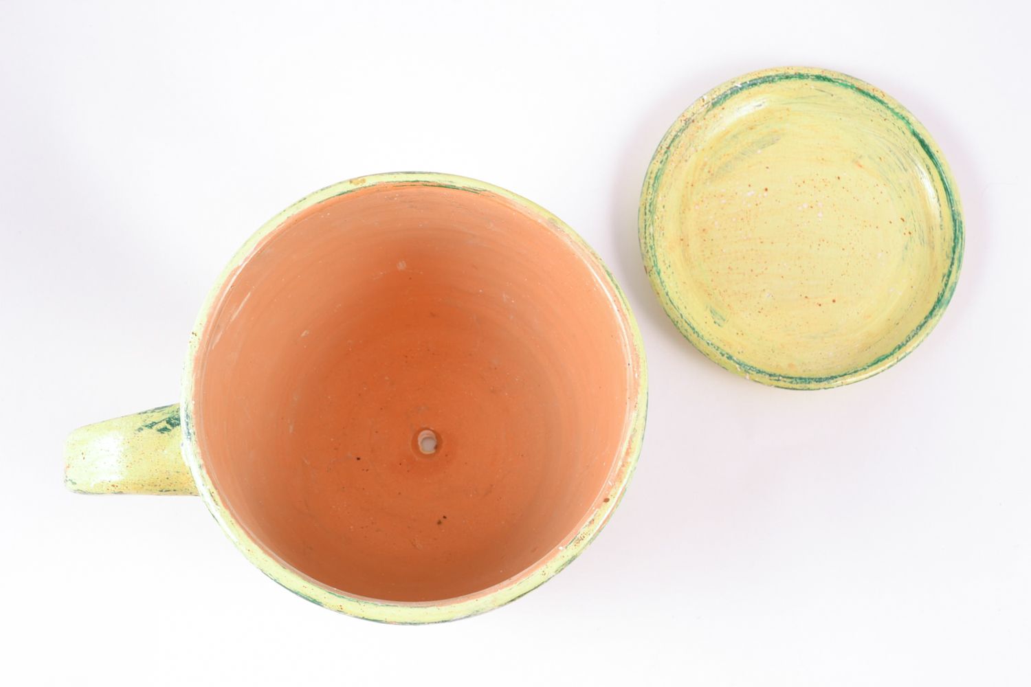 Pot en forme de tasse en terre cuite décoratif fait main à motif coquelicots photo 3